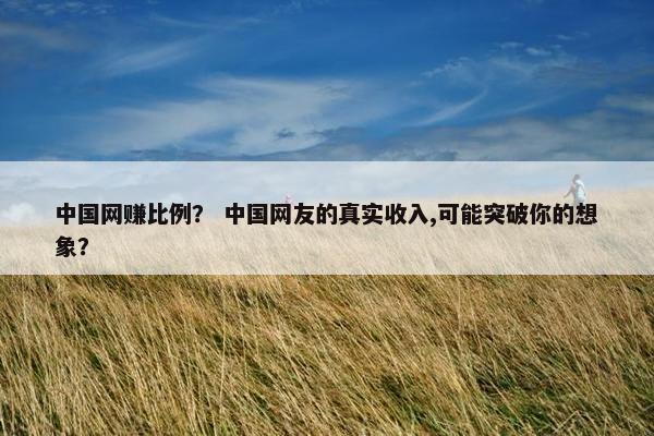中国网赚比例？ 中国网友的真实收入,可能突破你的想象？