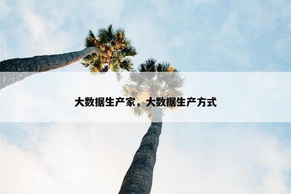 大数据生产家，大数据生产方式