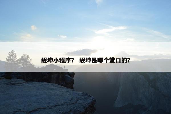 靓坤小程序？ 靓坤是哪个堂口的？