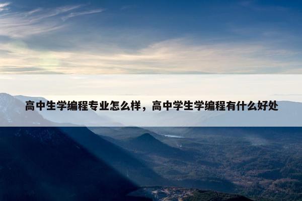 高中生学编程专业怎么样，高中学生学编程有什么好处
