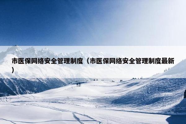 市医保网络安全管理制度（市医保网络安全管理制度最新）