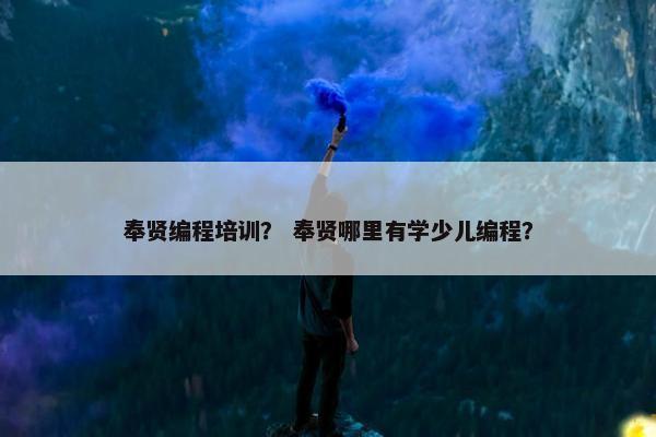 奉贤编程培训？ 奉贤哪里有学少儿编程？