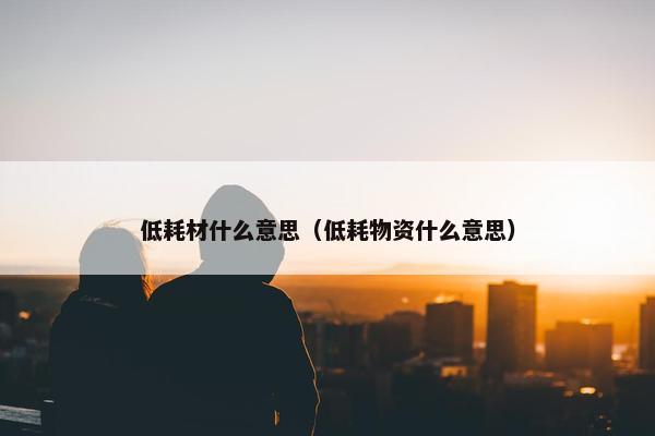 低耗材什么意思（低耗物资什么意思）