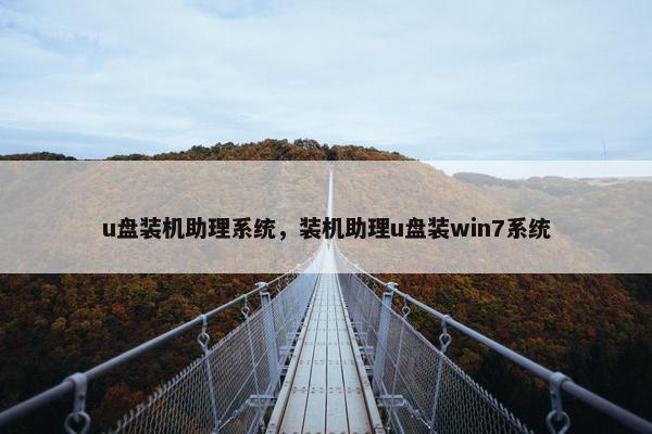 u盘装机助理系统，装机助理u盘装win7系统