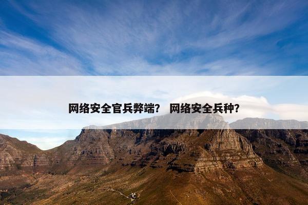 网络安全官兵弊端？ 网络安全兵种？