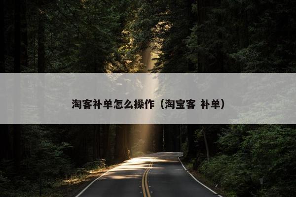 淘客补单怎么操作（淘宝客 补单）
