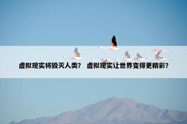 虚拟现实将毁灭人类？ 虚拟现实让世界变得更精彩？