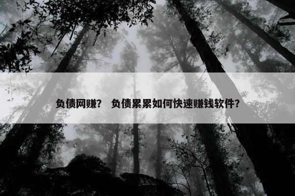 负债网赚？ 负债累累如何快速赚钱软件？