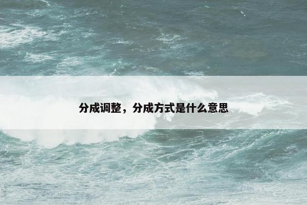 分成调整，分成方式是什么意思
