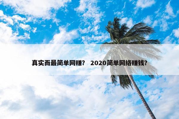 真实而最简单网赚？ 2020简单网络赚钱？