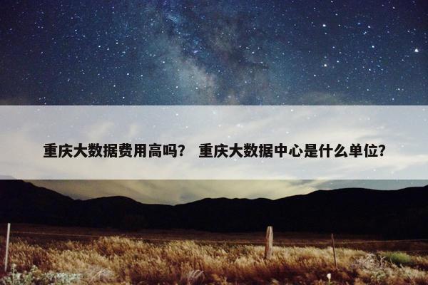 重庆大数据费用高吗？ 重庆大数据中心是什么单位？