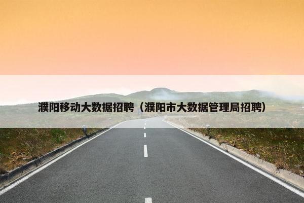 濮阳移动大数据招聘（濮阳市大数据管理局招聘）