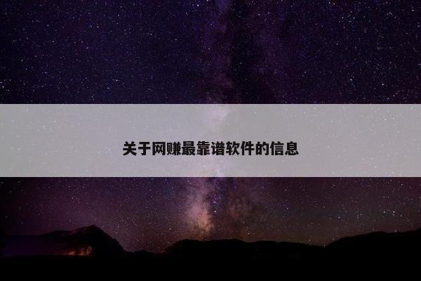 关于网赚最靠谱软件的信息