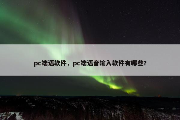 pc端语软件，pc端语音输入软件有哪些?