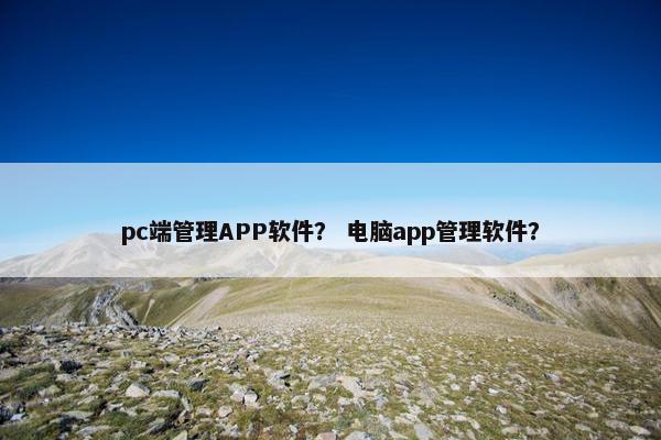 pc端管理APP软件？ 电脑app管理软件？