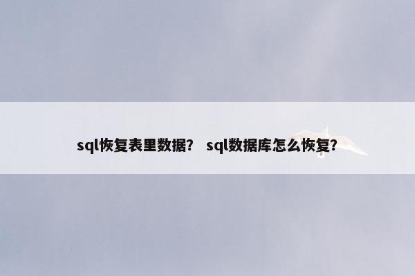 sql恢复表里数据？ sql数据库怎么恢复？