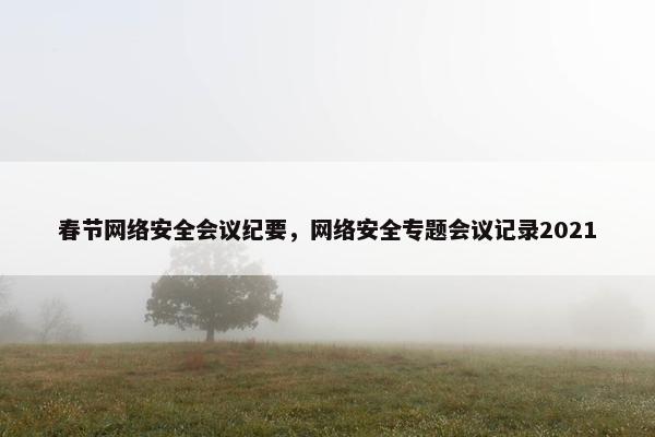 春节网络安全会议纪要，网络安全专题会议记录2021