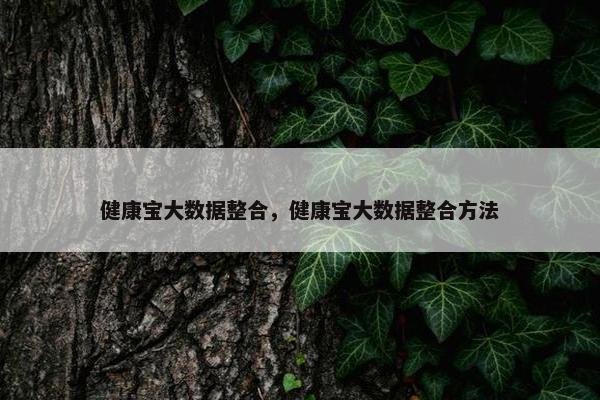 健康宝大数据整合,健康宝大数据整合方法 健康宝大数据整合,健康宝大数据整合方法