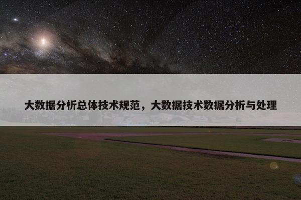 大数据分析总体技术规范，大数据技术数据分析与处理