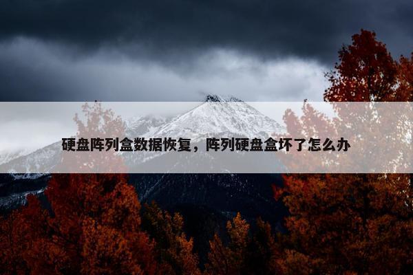 硬盘阵列盒数据恢复，阵列硬盘盒坏了怎么办