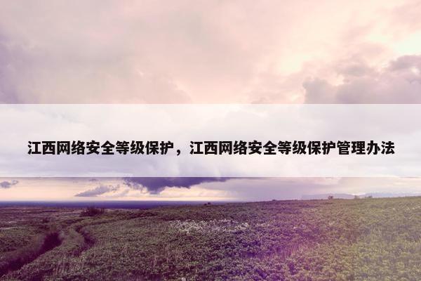 江西网络安全等级保护，江西网络安全等级保护管理办法