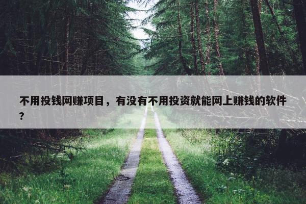 不用投钱网赚项目，有没有不用投资就能网上赚钱的软件?