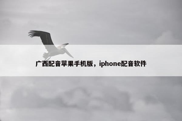 广西配音苹果手机版，iphone配音软件