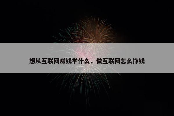 想从互联网赚钱学什么，做互联网怎么挣钱