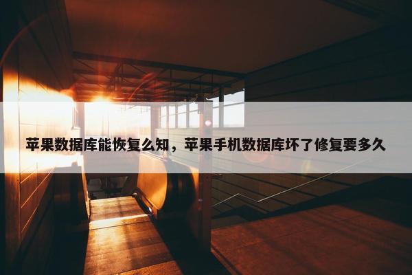 苹果数据库能恢复么知，苹果手机数据库坏了修复要多久