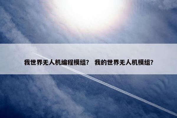 我世界无人机编程模组？ 我的世界无人机模组？