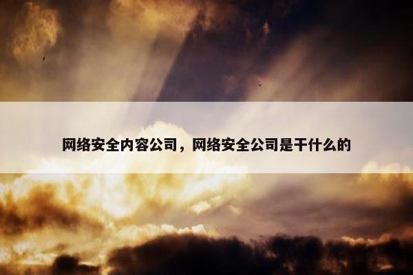 网络安全内容公司，网络安全公司是干什么的