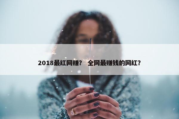 2018最红网赚？ 全网最赚钱的网红？