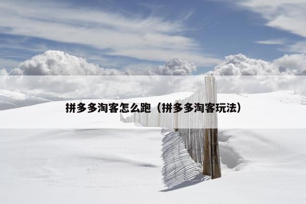 拼多多淘客怎么跑（拼多多淘客玩法）