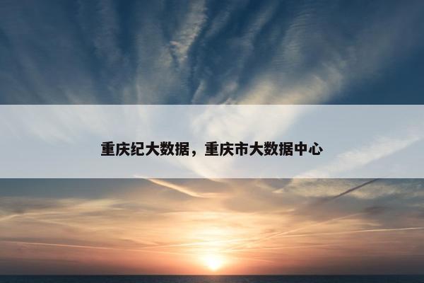 重庆纪大数据，重庆市大数据中心