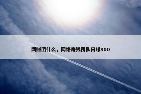 网赚团什么，网络赚钱团队日赚800