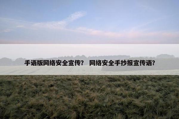 手语版网络安全宣传？ 网络安全手抄报宣传语？