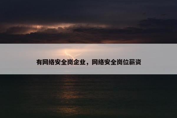 有网络安全岗企业，网络安全岗位薪资