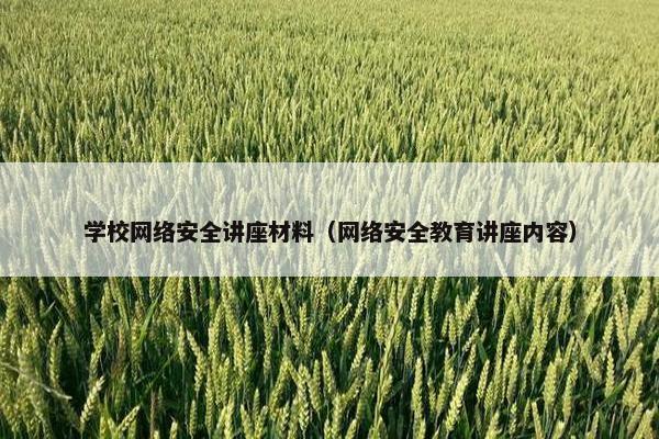 学校网络安全讲座材料（网络安全教育讲座内容）