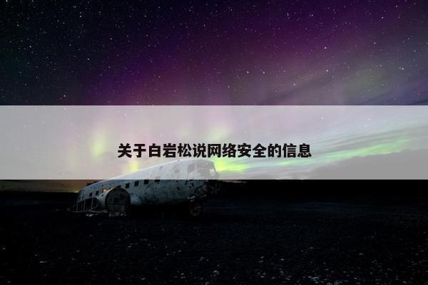 关于白岩松说网络安全的信息