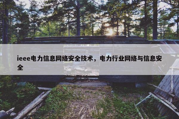 ieee电力信息网络安全技术，电力行业网络与信息安全