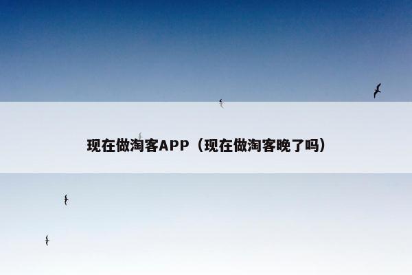 现在做淘客APP（现在做淘客晚了吗）