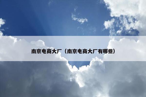 南京电商大厂（南京电商大厂有哪些）