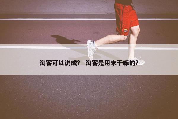 淘客可以说成？ 淘客是用来干嘛的？