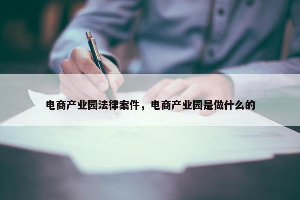 电商产业园法律案件，电商产业园是做什么的
