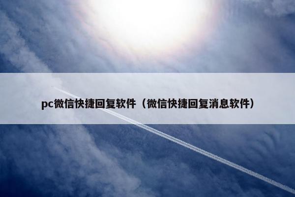 pc微信快捷回复软件（微信快捷回复消息软件）
