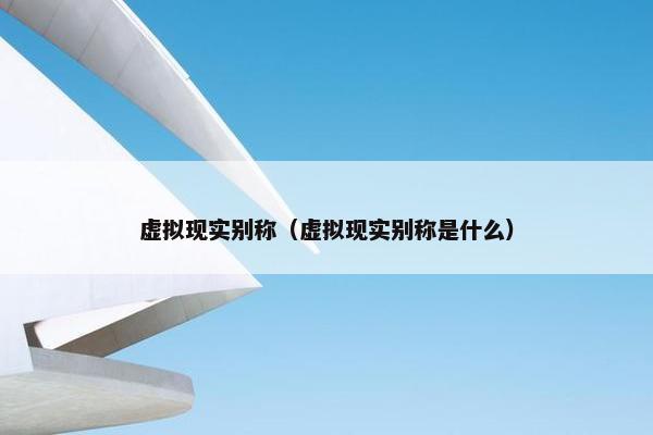 虚拟现实别称（虚拟现实别称是什么）
