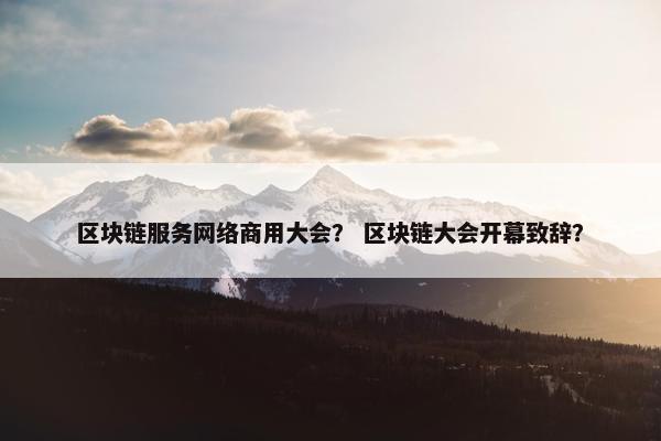 区块链服务网络商用大会？ 区块链大会开幕致辞？