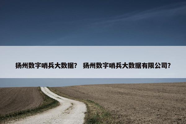 扬州数字哨兵大数据？ 扬州数字哨兵大数据有限公司？