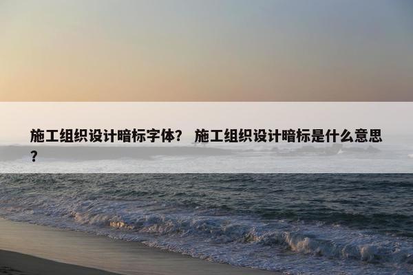施工组织设计暗标字体？ 施工组织设计暗标是什么意思？