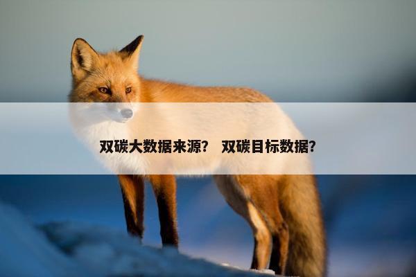 双碳大数据来源？ 双碳目标数据？